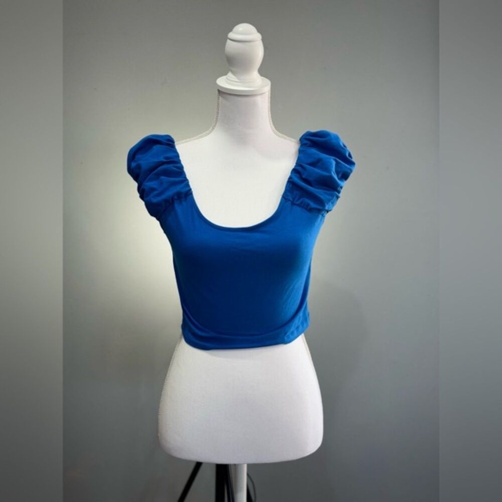 Clearance! Blue Boutique Puff Shoulder Crop Top Size S NWOT